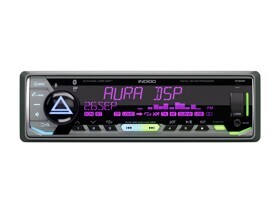 Медиа-ресивер AURA INDIGO-878DSP, USB/FM, FLAC (16 bit/44.1kHz), MP3, WAV, APE, AAC, DSP, front AUX/USB, 8 RCA(4,0 В), Bluetooth, внешний микрофон (опция), 51W x 4, изменяемая подсветка кнопок, прилож